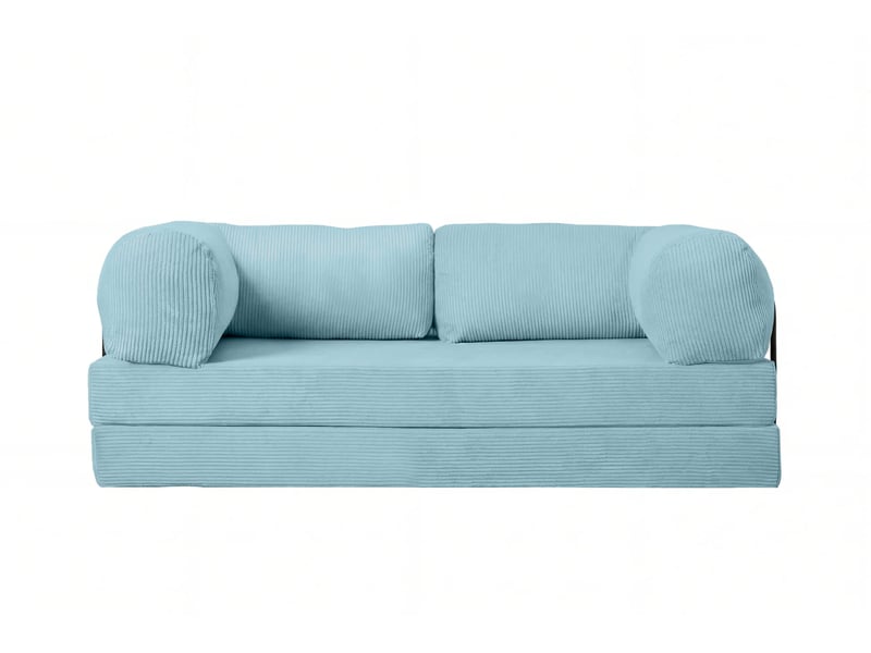  Cosima - canapé droit convertible petit velours côtelé 3 places bleu clair  - Conforama A