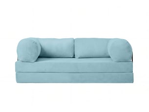 Canapé droit compressé convertible CASANOVA  3 places Velours côtelé Bleu clair