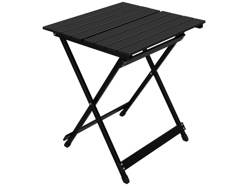  Table de jardin bistrot pliante avec structure en croix et pieds antidérapants pour balcon en aluminium noir  - Conforama A