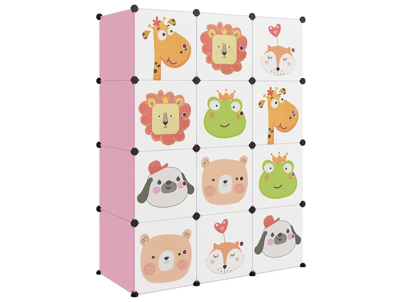  Armoire de rangement pour enfants avec 12 cubes rose pp  - Conforama A