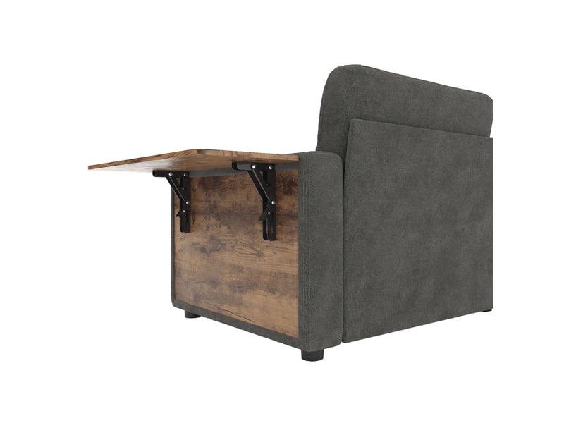  Canapé droit 2 places en chenille gris foncé avec 2 tiroirs et tablettes, 178 cm Fay Lum - Conforama W