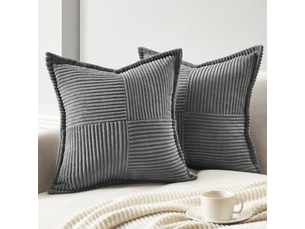 Lot de 2 taies d'oreiller housse de coussin légère et luxueuse, coutures croisées, bord pressé, housse de coussin pour canapé de salon, 45 x 45 cm, gris