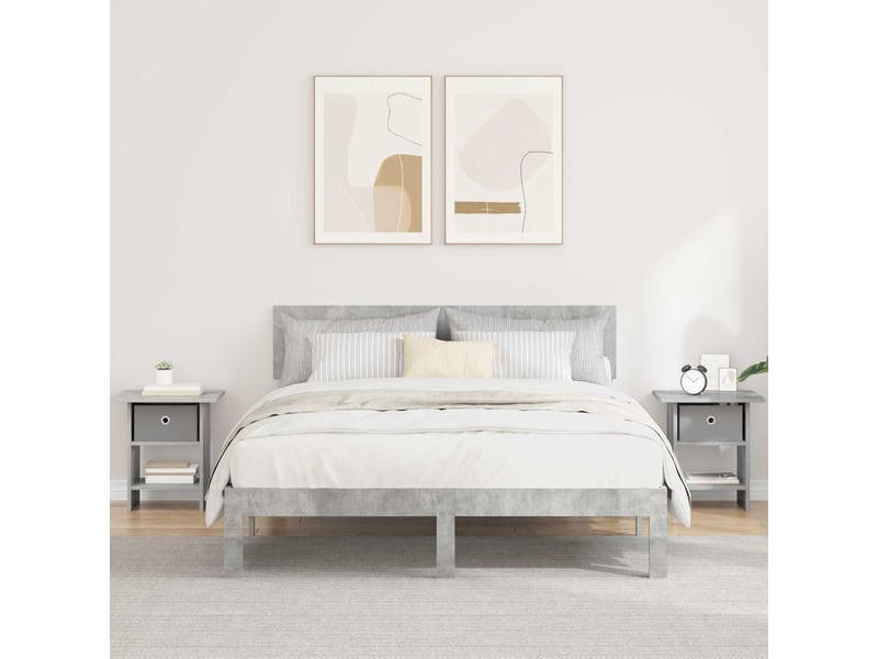 Table de chevet avec tiroir 2 pièces gris béton 41 x 40 x 45 cm - Conforama B