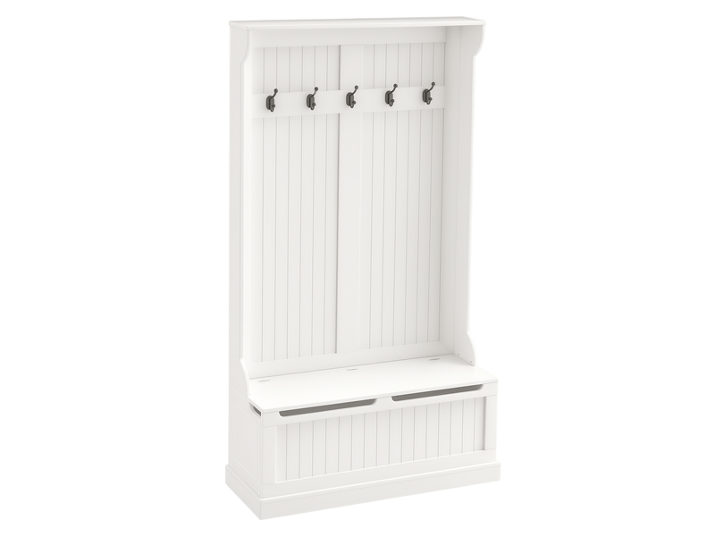  Meuble d'entrée avec banc porte manteaux 3 en 1 5 crochets banc de rangement pour salon couloir crème 96 x 34 x 179,7 cm  - Conforama B