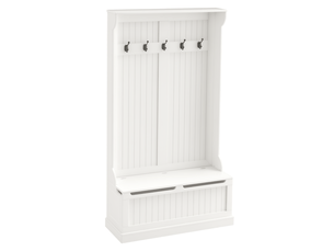 Meuble d'entrée avec banc porte manteaux 3 en 1 5 crochets banc de rangement pour salon couloir crème 96 x 34 x 179,7 cm