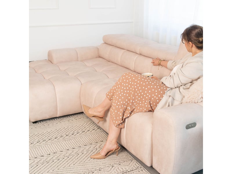  Canapé d'angle aldo avec fonction couchage, côté gauche, tissu salvador wr, beige (01)  - Conforama D