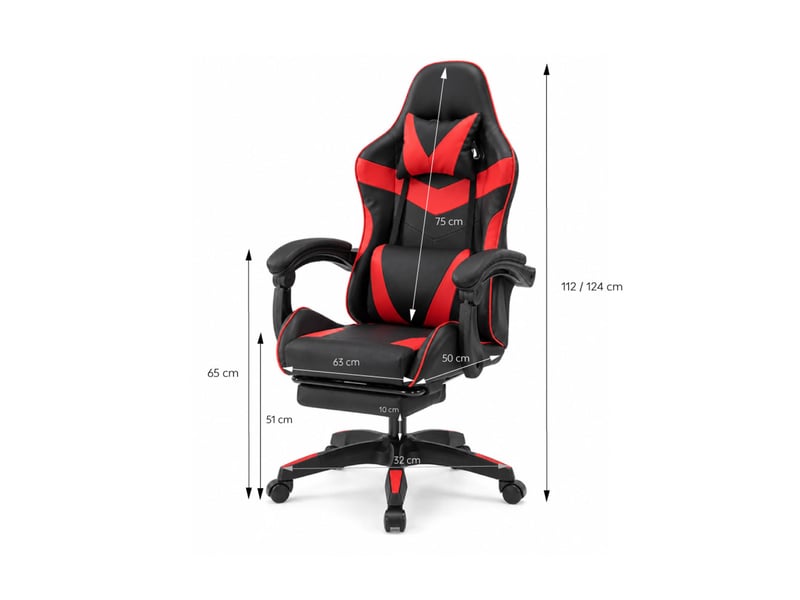  Chaise gaming de bureau ergonomique inclinable noir et rouge akron  - Conforama C