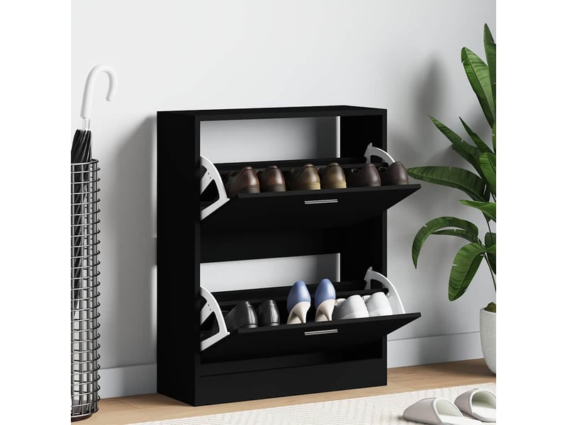 Meuble à chaussure, armoire à chaussures noir 63x24x81 cm bois d'ingénierie  - Conforama B