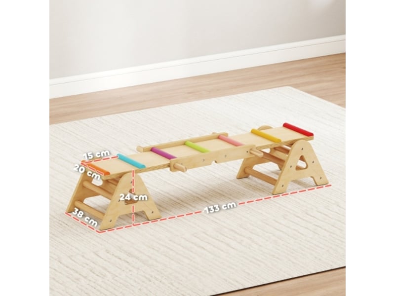 Wippe balance enfant 2 en 1 en bois, planche d’équilibre, balançoire, 133x38x24 cm - Conforama C