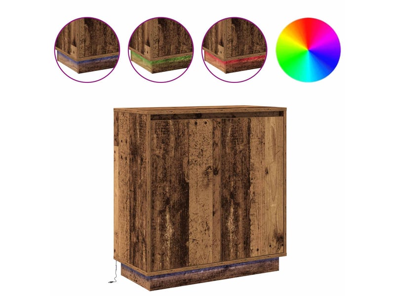  Buffet - bahut - meuble de rangement led bois ancien 71 x 34,5 x 75 cm bois d'ingénierie  - Conforama D