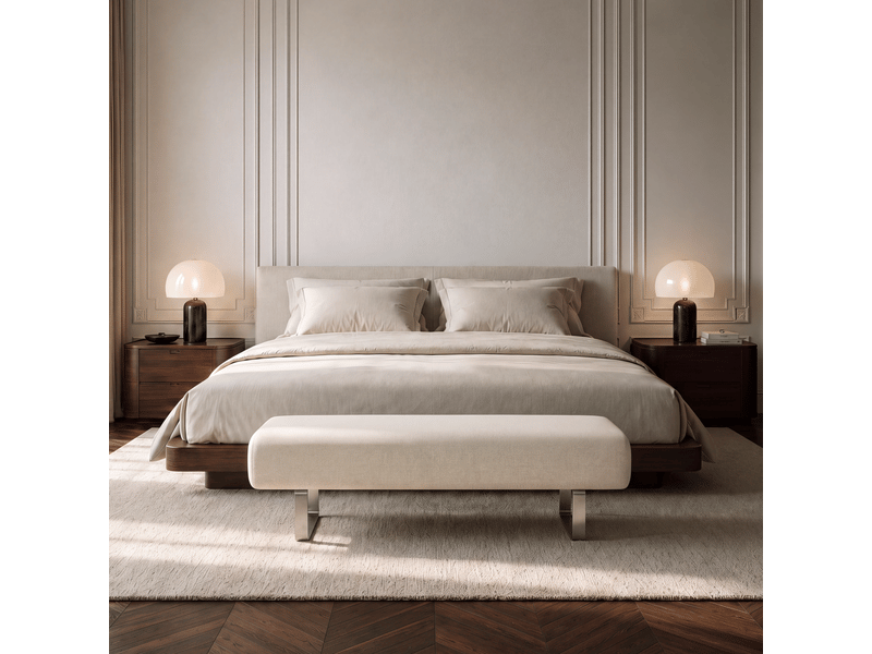  Banc en velours chenillé crème noxx B1VCCR - Conforama B