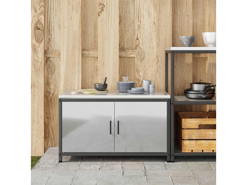  Meuble de rangement de cuisine hattem argenté 90x50x53cm shl5055  - Conforama D