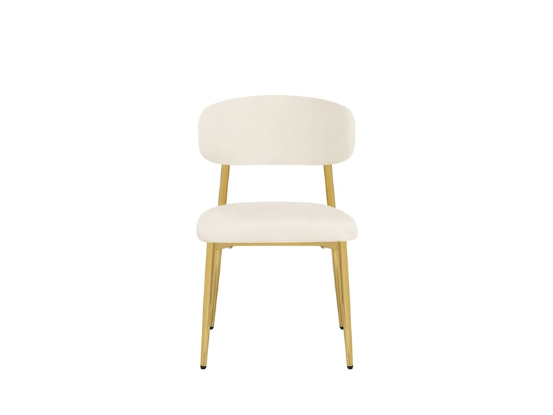  Lot de 2 chaises de salle à manger 51x50x81 cm tissu blanc pieds dorés  - Conforama D