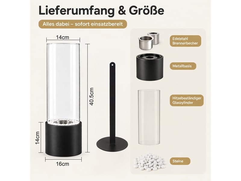  Zmh cheminée éthanol de table portable 16x40.5cm pour intérieur et extérieur  - Conforama E