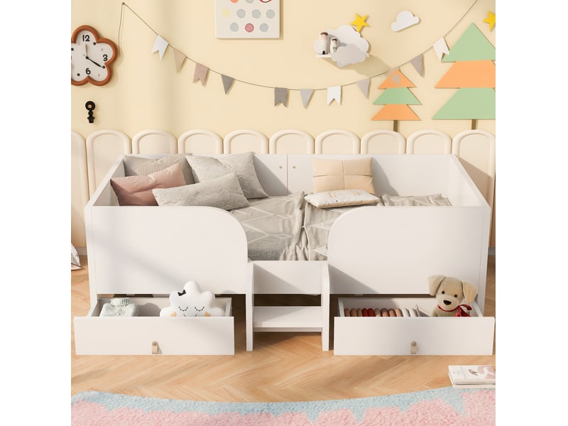 Lit enfant 90x200 avec 2 tiroirs de rangement evryae - Conforama D