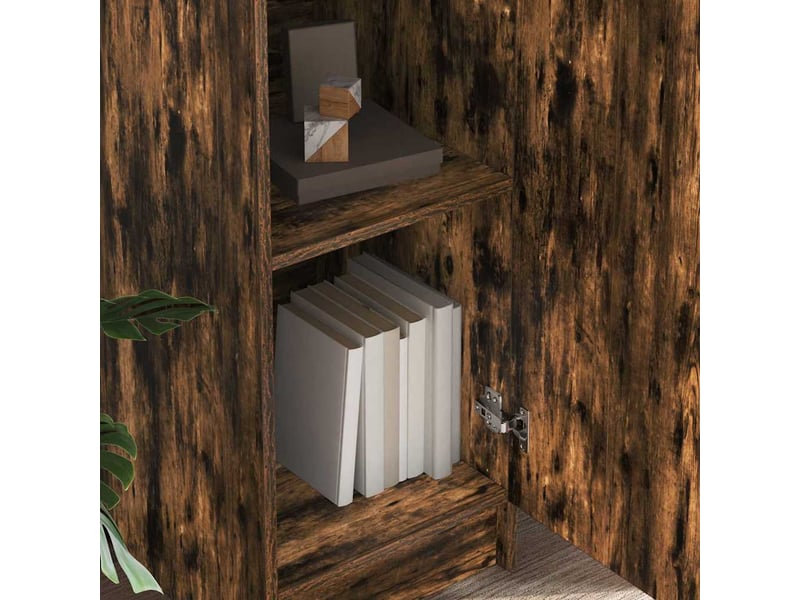 Buffet - haut armoire chêne fumé 35 x 39 x 168 cm - Conforama C