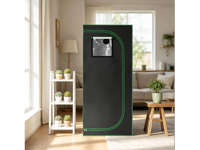  Mini-serre intérieure 80x80x180 cm – noir et vert – 5 aérations réglables et revêtement réfléchissant  - Conforama B