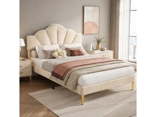 Lit 2 places 140x200 cm <strong>MAISENTIEL</strong>  <strong></strong> coloris beige
