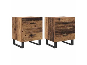 Table de chevet 2 pièces bois ancien et noir 40 x 35 x 47,5 cm