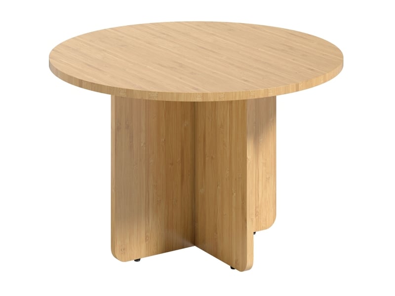 Table basse ronde en bambou avec piètement croisé réglable et plateau stable pour salon coloris naturel 66 × 66 × 45 cm - Conforama A