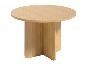 Table basse ronde en bambou avec piètement croisé réglable et plateau stable pour salon coloris naturel 66 × 66 × 45 cm
