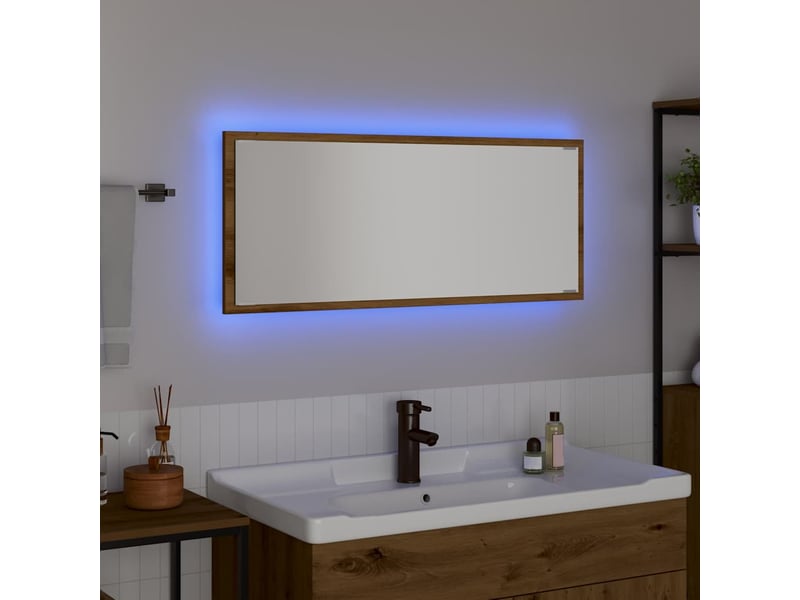 Miroir de salle de bain, miroir de toilette chêne artisanal 90 x 8,5 x 37 cm bois d'ingénierie cf62657 - Conforama D