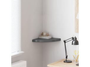 Étagère d'angle flottante, étagère murale gris brillant 35x35x3,8 cm mdf cf41378