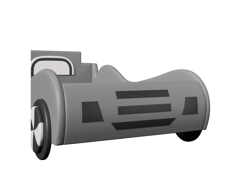  Lit voiture enfant en mdf et pu, lit simple avec coffre hydraulique et sommier, 90x200 cm, sans matelas, gris  - Conforama E