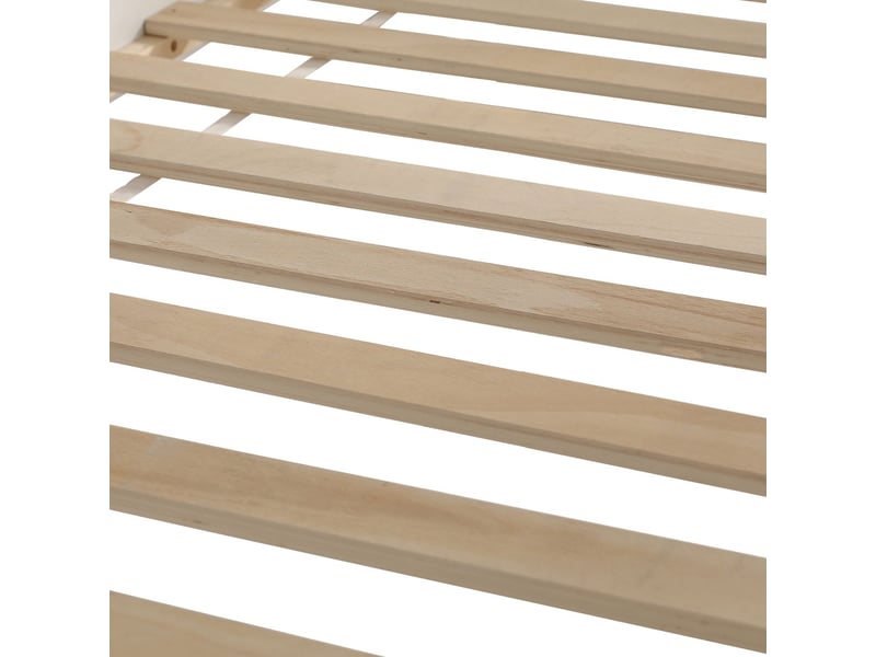  Lit mezzanine 90x200cm - avec toboggan, échelle 3 marches, lit enfant - étagère amovible, barrières antichute, pin, blanc  - Conforama D