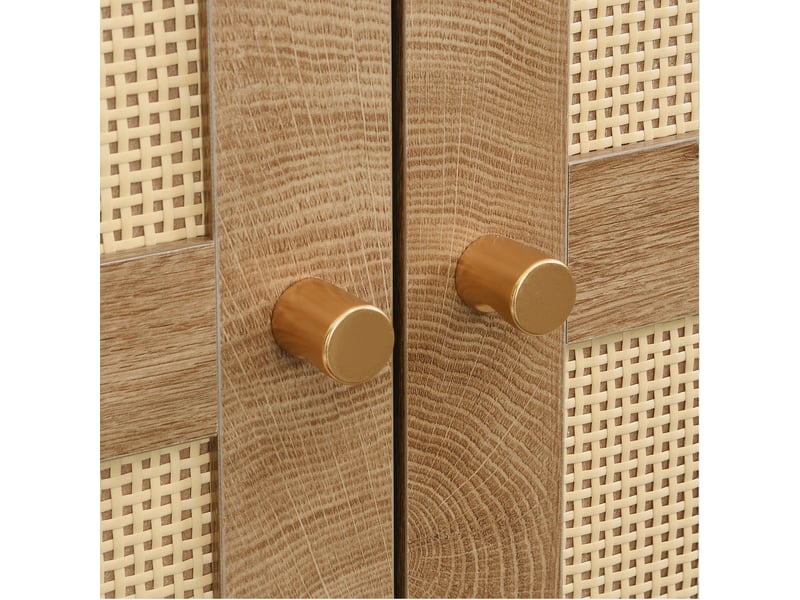  Armoire 2 tiroirs avec penderie et étagères pour chambre en mdf 80×50×180 cm noyer naturel  - Conforama D
