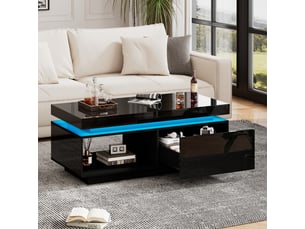 Table basse rectangulaire coloris noir <strong></strong> <strong></strong>