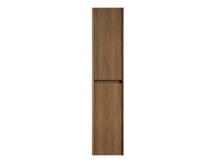 Meuble de salle de bains haut et étroit, 140 cm, 2 portes et étagères intérieures, finition café expresso.