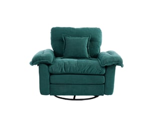 Fauteuil pivotant 360° 116x84x96 cm, assise confort, coussin de soutien, pour salon, chambre et bureau, chenille vert
