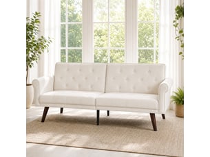 Canapé convertible 2 places 172 x 89 x 70 cm, dossier réglable 5 positions, structure solide, velours, beige
