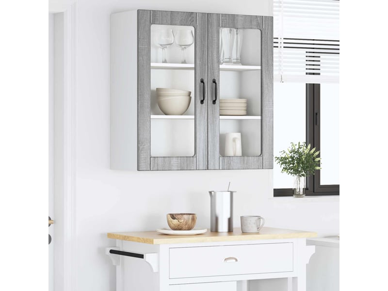 Meuble mural de cuisine, cabinet en verre mural gris sonoma 80x31x80cm - Conforama D