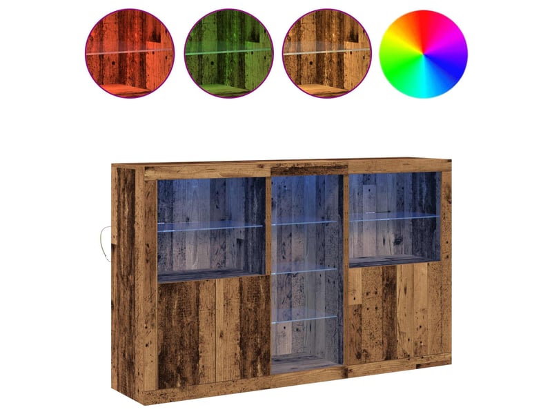  Buffet - bahut - meuble de rangement led bois ancien 162 x 37 x 100 cm bois d'ingénierie  - Conforama D