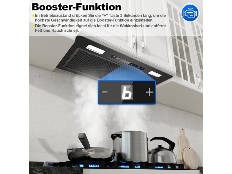 Hotte aspirante encastrable 52 cm noire, 750 m³h, évacuation et recyclage d’air, commande gestuelle et tactile - Conforama D