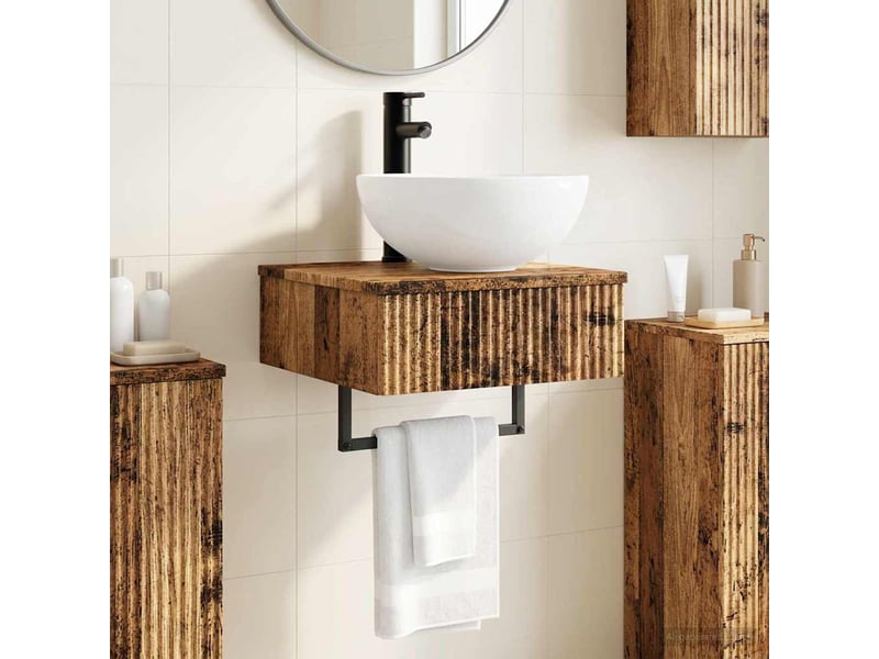  Basin de lavage mural, lavabo bois ancien 40x41x40.5 cm  - Conforama B