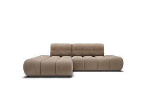 Canapé d'angle gauche convertible BAITA 4 places Tissu taupe avec coffre de rangement
