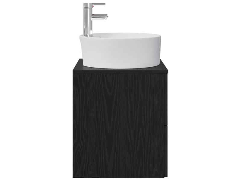  Vanité de lavabo mural, meuble de rangement chêne noir 49.5x44.5x65 cm  - Conforama D