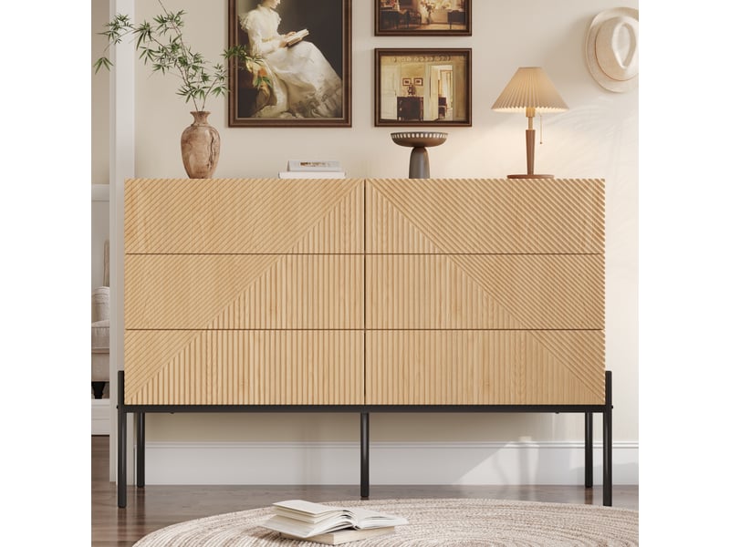  Buffet à texture - 6 tiroirs - rangement pratique - idéal séjour et salle à manger  - Conforama C