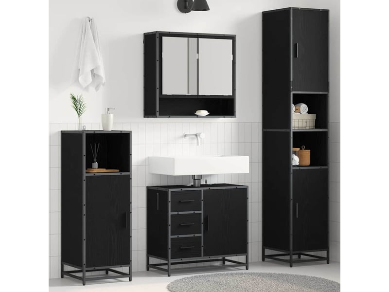  Ensemble de mobilier de salle de bain 3 pc chêne noir cf64363  - Conforama B