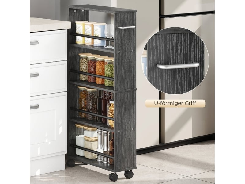  Desserte multifonction 45x15x91 cm – 4 niveaux de rangement – noir et métal  - Conforama E