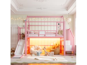 Lit surélevé 90x200 cm <strong>HAUSS SPOLE</strong> <strong></strong> coloris rose