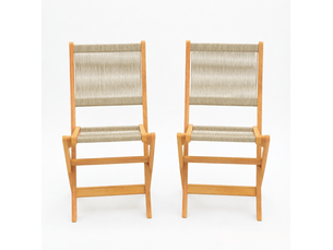 Lot de 2 chaises de jardin pliantes 48 x 55,5 x 88 cm – beige et naturel – assise tressée, gain de place