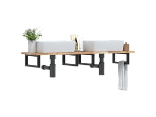 Étagère de vasque | étagère murale acier et bois massif d'acacia shl8330