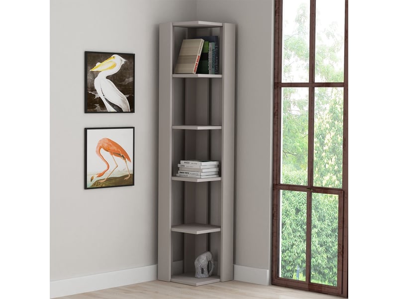 Bibliothèque d'angle gain de place à colonne nati corner - gris - Conforama B