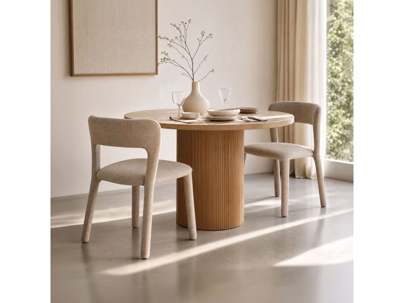  Lot de 2 chaises repas 56x51x77 cm en tissu beige  - Conforama B