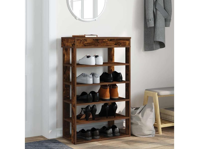  Meuble à chaussures, étagère à chaussures chêne fumé 60x30x98 cm bois d'ingénierie  - Conforama C