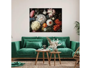 Tableau décoration murale impression sur toile fleurs vintage noir - 120x80 cm - tableau décoration murale chambre et salon